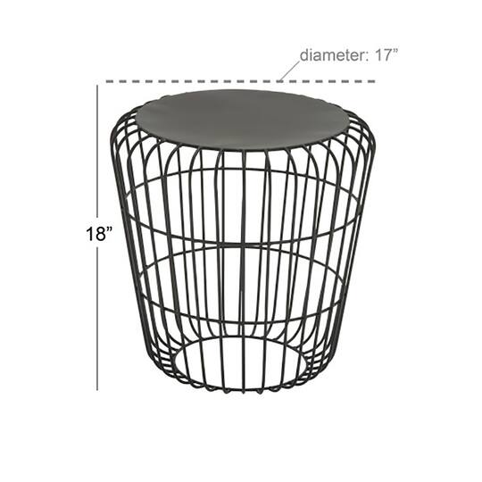 Gray Tin Industrial Outdoor Accent Table